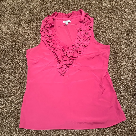 New York & Company Tops - New York and Company Pink Sleeveless Blouse with Ruffle neck size Large